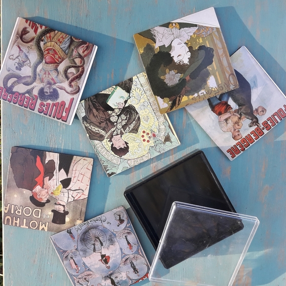 Coaster Set 6 Vintage Drink Coasters Box French - Picture 3 of 16